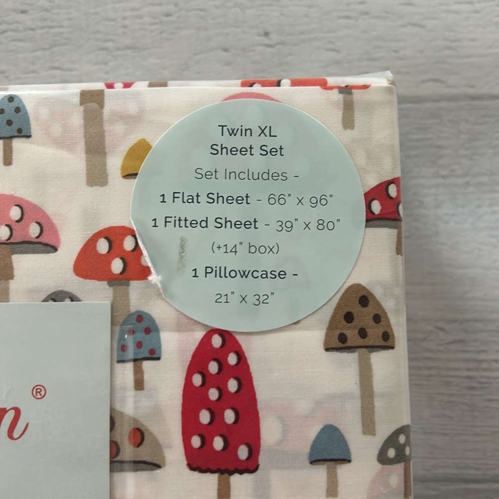 Cath Kidston London Mini Mushrooms Russet Sheet Set Twin XL Percale Cotton - Picture 2 of 4